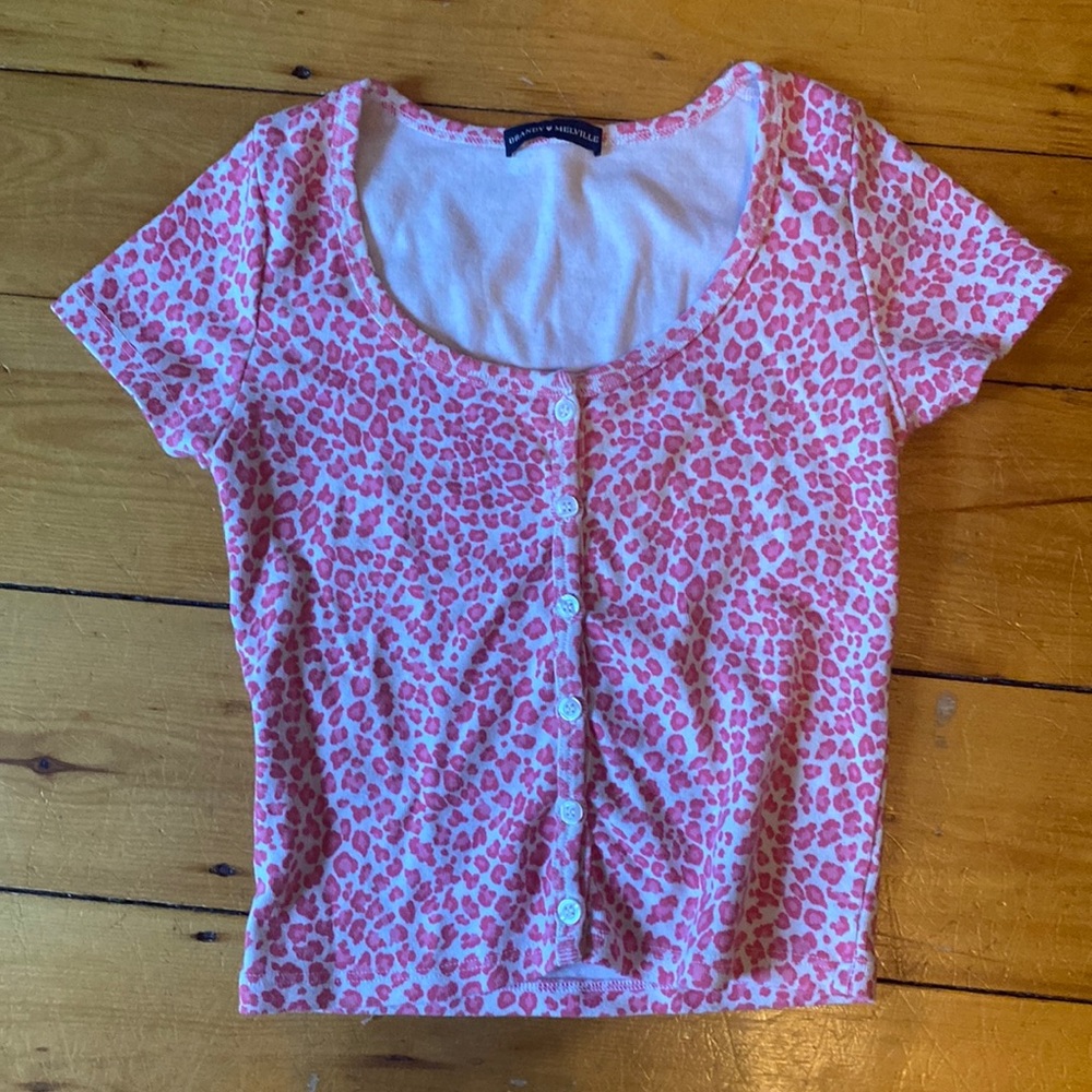 Brandy Melville Pink cheetah Zelly top